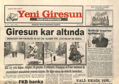 Yeni Giresun Gazetesi 25 Ocak 2006 - Gazeteciler Derneği Uğur Mumcuyu Andı GZ108843 - 1