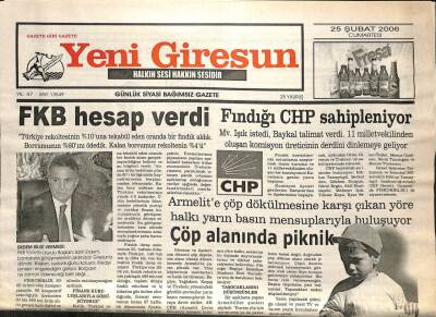 Yeni Giresun Gazetesi 25 Şubat 2006 - FKB Hesap Verdi GZ101732 - 2
