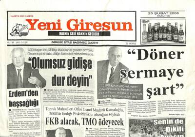 Yeni Giresun Gazetesi 25 Şubat 2008 - FKB Alacak TMO Ödeyecek GZ101956 - 1