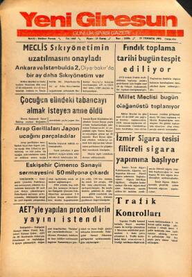 Yeni Giresun Gazetesi 25 Temmuz 1973 - Meclis Sıkıyönetimin Uzatılmasını Onayladı GZ108543 - 1