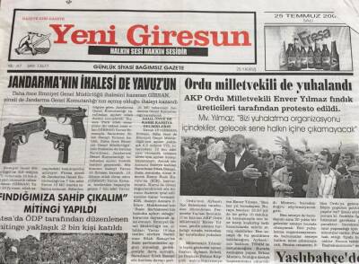 Yeni Giresun Gazetesi 25 Temmuz 2006-Afet İçin Giresuna 500 Bin YTL Daha GZ45707 - 2