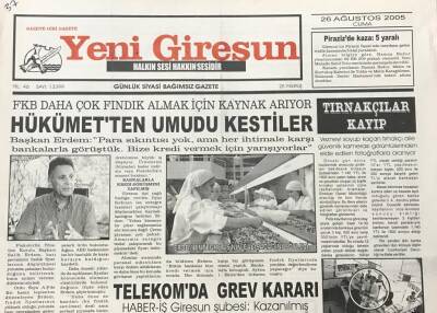 Yeni Giresun Gazetesi 26 Ağustos 2005 FKB Daha Çok Fındık Almak İçin Kaynak Arıyor GZ30325 - 1