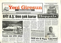Yeni Giresun Gazetesi 26 Ağustos 2006 - Patozcular Tarifeye Uymuyor GZ101869 - 2