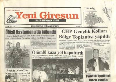 Yeni Giresun Gazetesi 26 Ağustos 2013 - Fındık İşçileri Kaza Yaptı 19 Yaralı GZ101833 - 1