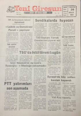 Yeni Giresun Gazetesi 26 Aralık 1992 Serbest Muhasebecilikteki Olay Savcılıkta GZ25536 - 1