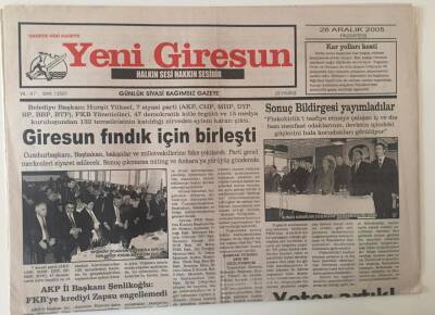 Yeni Giresun Gazetesi 26 Aralık 2005 - Giresun Fındık İçin Birleşti GZ31074 - 1