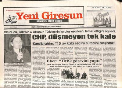 Yeni Giresun Gazetesi 26 Aralık 2006 - Giresunspor Futbolcu Avında GZ107983 - 1