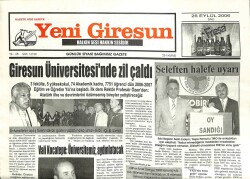 Yeni Giresun Gazetesi 26 Eylül 2006 - CHPden Fındığı FKBye Ver Kampanyası GZ101879 - 2