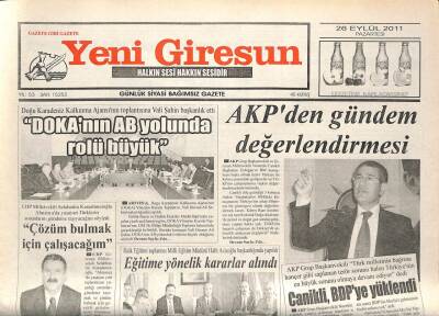 Yeni Giresun Gazetesi 26 Eylül 2011 - DOKA, AB Yolunda GZ108946 - 1