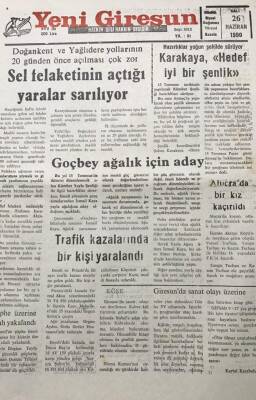 Yeni Giresun Gazetesi 26 Haziran 1990 Sel Felaketinin Açtığı Yaralar Sarılıyor GZ30250 - 1