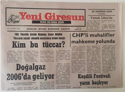 Yeni Giresun Gazetesi 26 Haziran 2004 - Doğalgaz 2006da Geliyor GZ31093 - 1