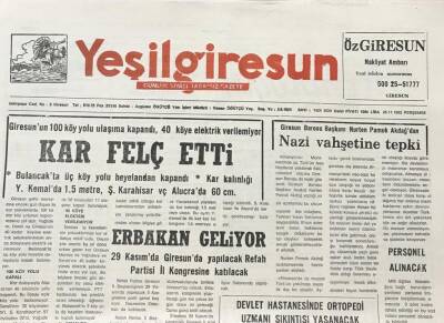 Yeni Giresun Gazetesi 26 Kasım 1992 Erbakan Geliyor GZ30370 - 1