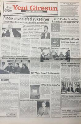Yeni Giresun Gazetesi 26 Kasım 2005 MHP Fındık Farelerine Başbakan Söz Geçiremiyor GZ26006 - 1