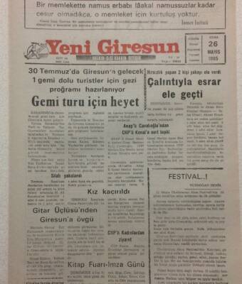 Yeni Giresun Gazetesi 26 Mayıs 1995 - Gemi Turu İçin Heyet GZ34667 - 1