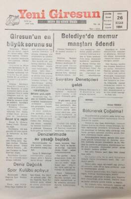 Yeni Giresun Gazetesi 26 Nisan 1994 Giresunun En Büyük Sorunu Su GZ26053 - 1
