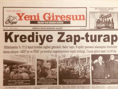 Yeni Giresun Gazetesi 26 Nisan 2006 - Krediye Zap - Turap GZ38770 - 1
