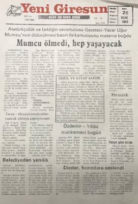 Yeni Giresun Gazetesi 26 Ocak 1993 Mehmet Yüksel Susturamayacaksınız GZ30670 - 1