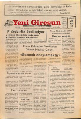 Yeni Giresun Gazetesi 26 Ocak 1995 - Fiskobirlik Özelleşiyor GZ79317 - 1