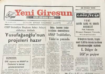 Yeni Giresun Gazetesi 26 Ocak 1999 Hamsi Yeniden Yuvaya Döndü GZ30303 - 1