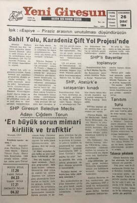 Yeni Giresun Gazetesi 26 Şubat 1994 SHP Giresun Belediye Meclis Adayı Çiğdem Torun GZ25991 - 1