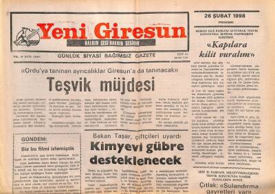 Yeni Giresun Gazetesi 26 Şubat 1998 - Fındıkta İhale Kavgası GZ107886 - 1