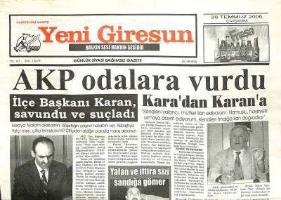 Yeni Giresun Gazetesi 26 Temmuz 2006 - AKP Odalara Vurdu GZ101913 - 1