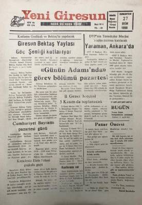 Yeni Giresun Gazetesi 27 Ekim 1990 Karadeniz Elele Şöleni Çoşkulu Geçti GZ30130 - 1