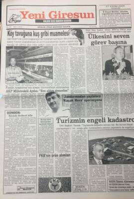 Yeni Giresun Gazetesi 27 Ekim 2005 Yaylada Turizimin Engeli Kadastro GZ25690 - 1