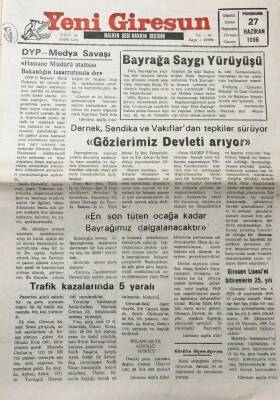 Yeni Giresun Gazetesi 27 Haziran 1996 Gözlerimiz Devleti Arıyor GZ30497 - 1