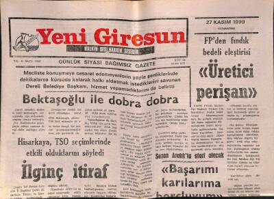 Yeni Giresun Gazetesi 27 Kasım 1999 - Mehmet Işıktan S. Güvenlik Yasasına Eleştiri GZ77972 - 1