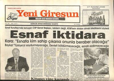 Yeni Giresun Gazetesi 27 Kasım 2006 - Esnaf İktidara GZ101819 - 2