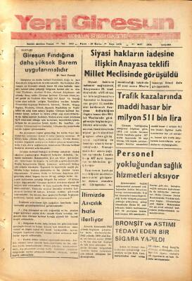 Yeni Giresun Gazetesi 27 Mart 1974 - İlimizde Arıcılık İlerliyor GZ108510 - 1