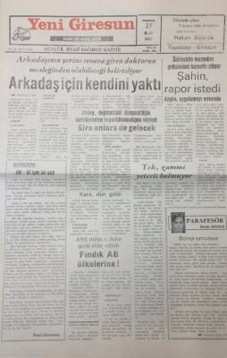 Yeni Giresun Gazetesi 27 Mart 1997 Arkadaşı Yerine Sınava Giren Doktora Men GZ26016 - 1