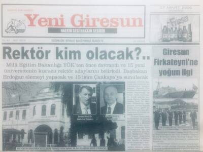 Yeni Giresun Gazetesi 27 Mart 2006 - Rektör Kim Olacak GZ42182 - 1