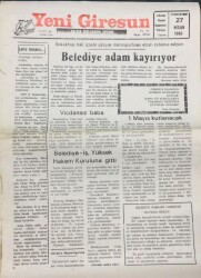 Yeni Giresun Gazetesi 27 Nisan 1996-Belediye Adam Kayırıyor GZ14035 - 1
