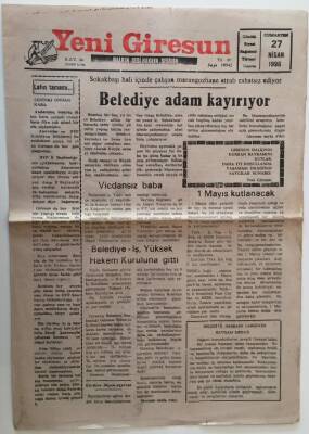 Yeni Giresun Gazetesi 27 Nisan 1996 - Belediye Adam Kayırıyor GZ28739 - 1