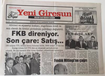 Yeni Giresun Gazetesi - 27 Nisan 2006 - FKB Direniyor . Son Çare Satış ... - GZ43676 - 1
