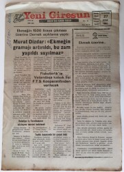 Yeni Giresun Gazetesi - 27 Ocak 1992 - Ekmek Üzerine ... - GZ43880 - 2