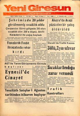 Yeni Giresun Gazetesi 27 Temmuz 1973 - Giresunspor Boludan Erdem İle Anlaştı GZ108545 - 1