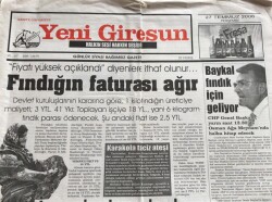 Yeni Giresun Gazetesi 27 Temmuz 2006-Salih Erdem Hükümete Vatan Haini Gibi Anlatıldık GZ45705 - 1