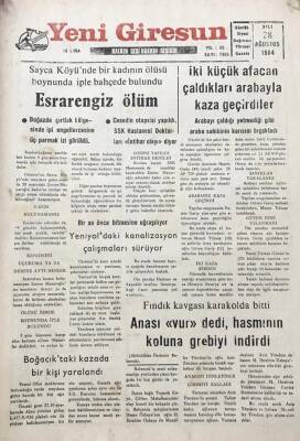 Yeni Giresun Gazetesi 28 Ağustos 1984 İki Küçük Afacan Çaldıkları Arabayla Kaza Geçirdiler GZ30359 - 1