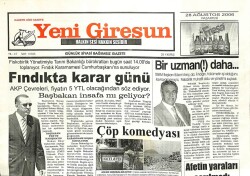 Yeni Giresun Gazetesi 28 Ağustos 2006 - Fındıkta Karar Günü GZ101868 - 1