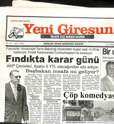 Yeni Giresun Gazetesi 28 Ağustos 2006 - Fındıkta Karar Günü GZ108612 - 1