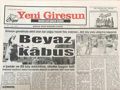 Yeni Giresun Gazetesi 28 Aralık 2006 -Beyaz Kabus GZ30880 - 1