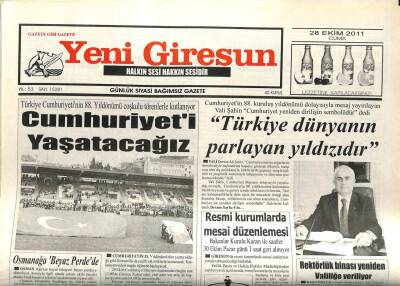 Yeni Giresun Gazetesi 28 Ekim 2011 - Cumhuriyeti Yaşatacağız GZ108882 - 1