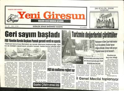 Yeni Giresun Gazetesi 28 Eylül 2006 - FKBnin Mallarına Rağbet Var GZ101876 - 2