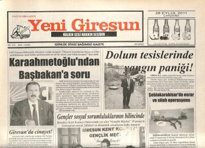 Yeni Giresun Gazetesi 28 Eylül 2011 - Şebinkarahisarda Esrar Operasyonu GZ108944 - 1