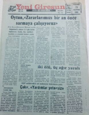 Yeni Giresun Gazetesi 28 Haziran 1990 - İki Ölü Üç Ağır Yaralı GZ41685 - 1