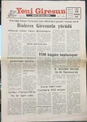 Yeni Giresun Gazetesi 28 Haziran 1996- Çevre Vakfından Kümbete 400 Milyon GZ14017 - 2
