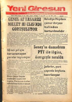 Yeni Giresun Gazetesi 28 Mart 1974 - Şoförler Boykota Hazırlanıyor GZ108511 - 1